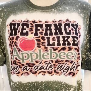 Fancy Like Applebees Bleach Dye Handmade Graphic Tee